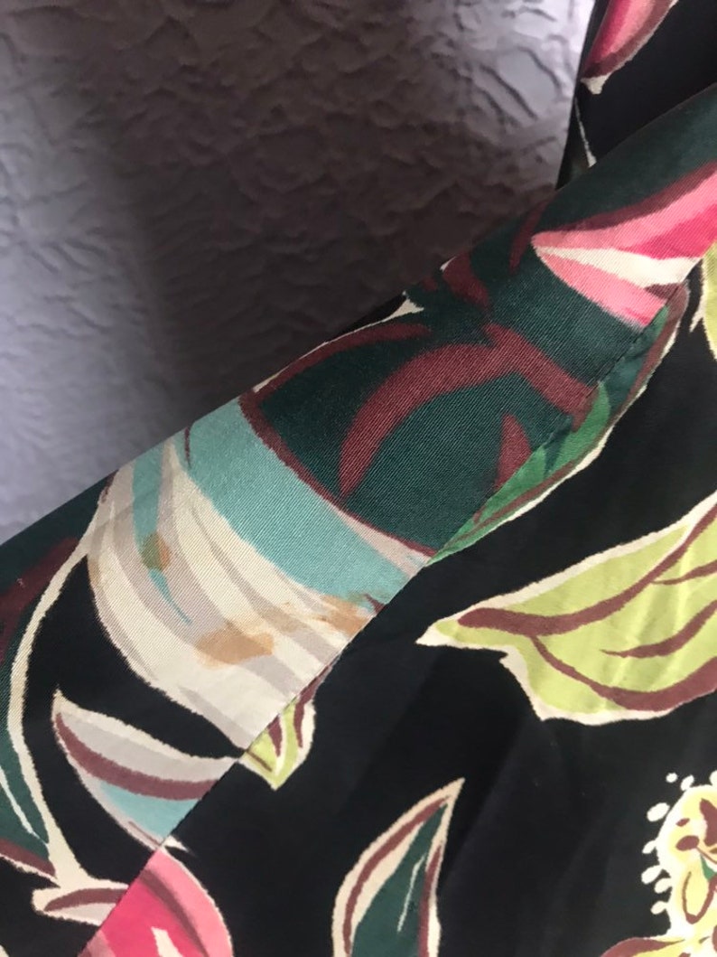 1940/'s Vintage Rayon Floral High Waist Circle Skirt XSm