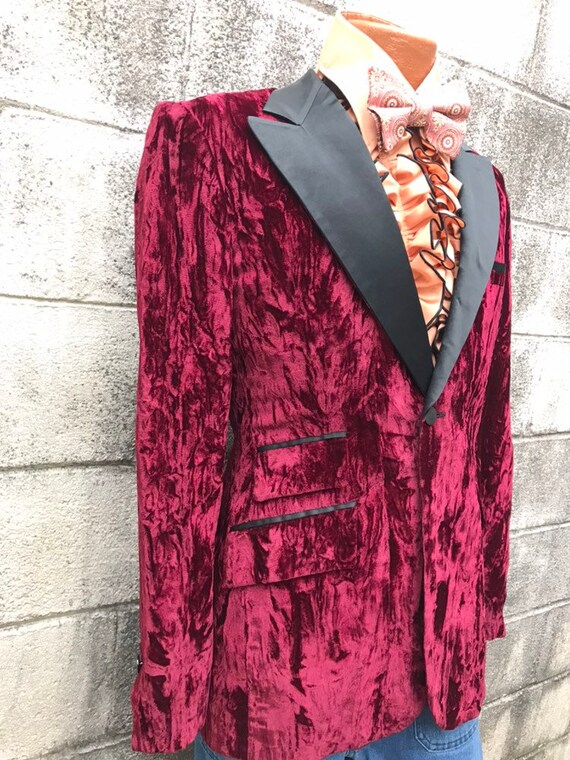 70's Vintage Men's Crushed Velvet Jacket Tux Jack… - image 2