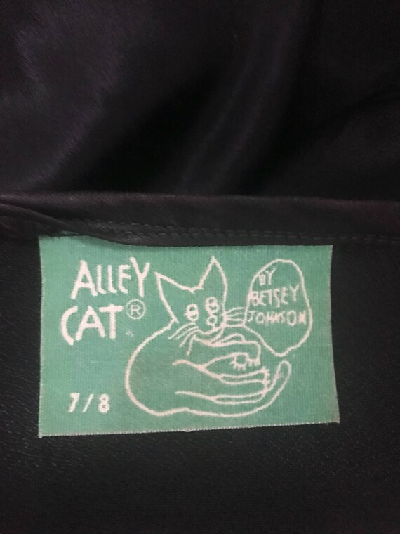 Vintage 70's Alley Cat Betsy Johnson Black Satin … - image 8
