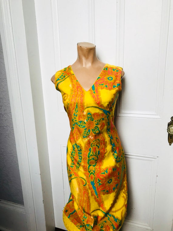 60's Shaheen Paisley Print Mod Hippie Cotton Shift