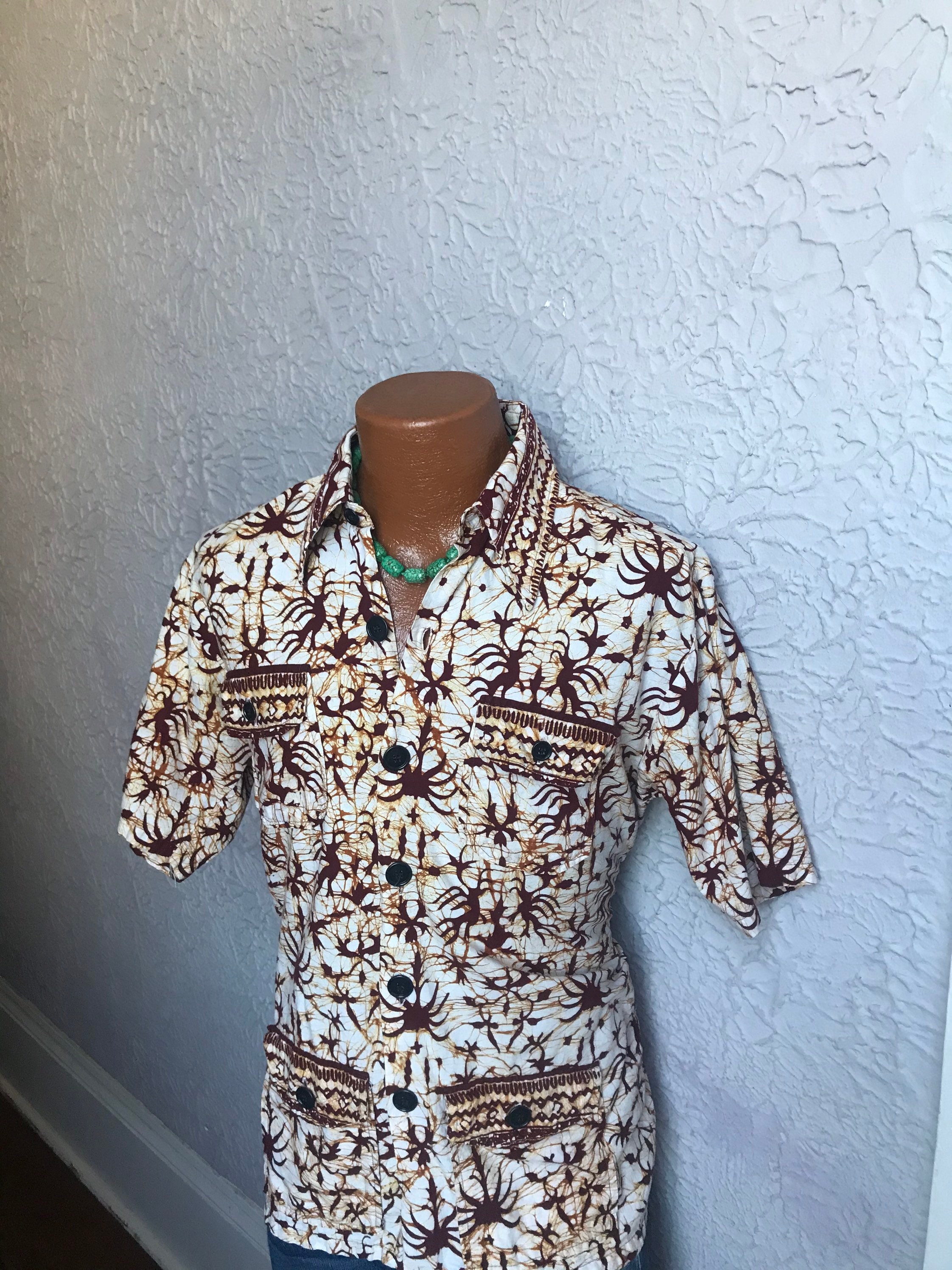 Vintage Men's Java Batik Cabana Shirt medium