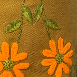 Vintage 1960's Hand Embroidered Flower Power Olive Shift Dress Sm. - Etsy