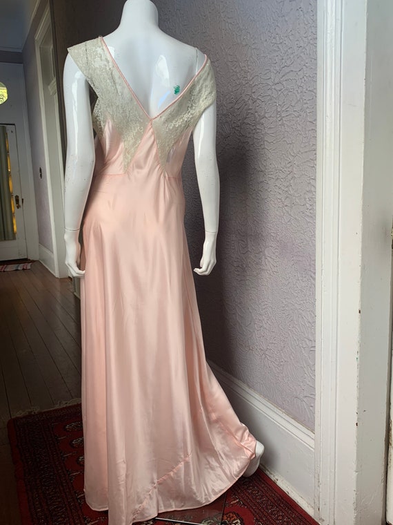 30's/40s Vintage Pink Satin Lace Glamour Gown Dre… - image 8