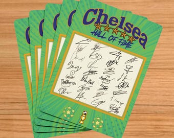 Chelsea Playing Cards SIGNED by Team – Player Autographs – Personalised Football Fan Gift – Memorabilia - Collectible - ‘Hall of Fame’