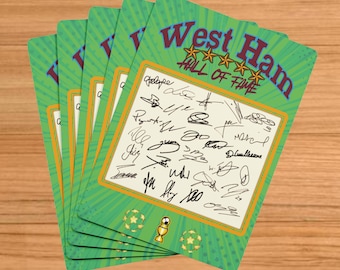West Ham United Playing Cards SIGNED Team – Player Autographs – Personalised Football Fan Gift – Memorabilia - Collectible - ‘Hall of Fame’