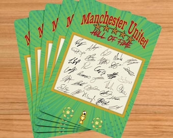 Manchester United Playing Cards SIGNED by Team – Man Utd Player Autographs – Personalised Football Fan Gift – Memorabilia - ‘Hall of Fame’