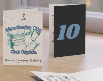 Manchester City Birthday Card SIGNED Team – Player Autographs – Personalised Football Fan Gift – Memorabilia - Collectible - ‘Club Captain’