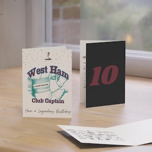 West Ham United Birthday Card SIGNED Team – Player Autographs – Personalised Football Fan Gift – Memorabilia - Collectible - ‘Club Captain’