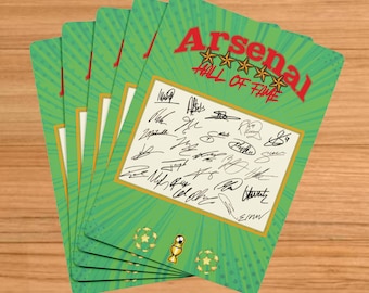 Arsenal Playing Cards SIGNED by Team – Player Autographs – Personalised Football Fan Gift – Memorabilia - Collectible - ‘Hall of Fame’