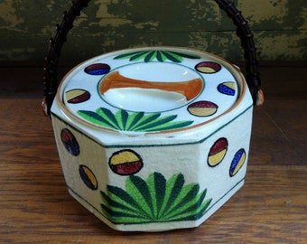 Vintage Revelation Biscuit Jar with Lid and Wood Handle Revelation pottery Art Deco Canister Japanese Pottery 1920s