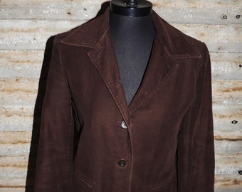 Vintage Brown Gap Jacket Size Small / Dark Brown Velour Blazer / GAP Brand Cotton Jacket / Versatile Style Brown Blazer or Jacket
