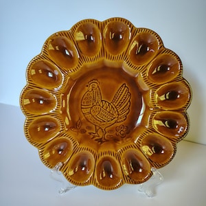 California Pottery Deviled Egg Plate Chicken Design 529