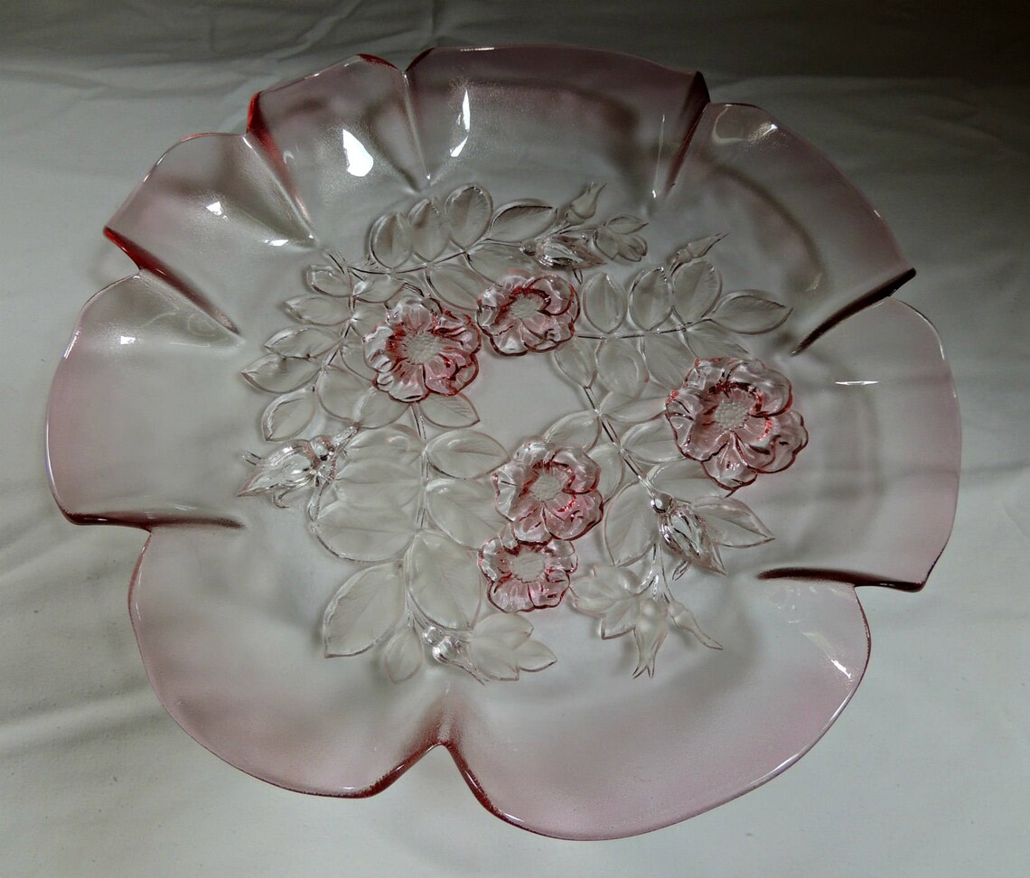 Pink Glass Serving Dish / Mikasa Rosella Serving Platter / Etsy