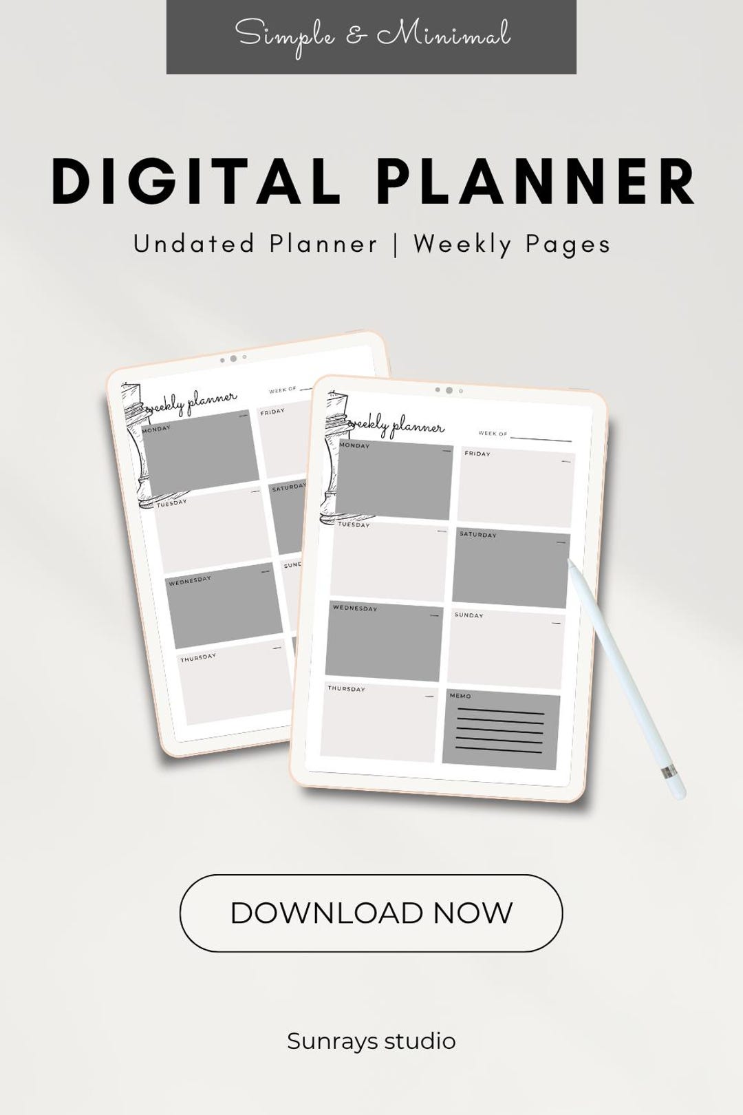 Minimal Weekly Planner Printable PDF A4 Pastel Design - Etsy