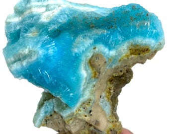 117 Gram Unique Natural Blue Banded ARAGONITE Crystal Specimen @AFGHANISTAN Minerals For Collectors/Smithsonite/Hemimorphite