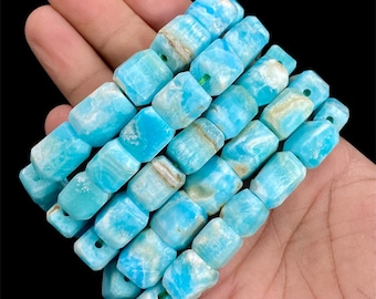 1 stuk! Unieke AAA+ blauwe aragonietkralenarmband uit AFGHANISTAN: edelsteensieraden/cadeau voor haar