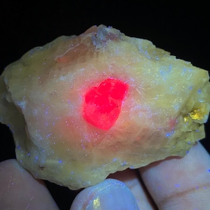 58 Gram Unique Natural Fluorescent Pink RUBY Crystal On Matrix Specimen From AFGHANISTAN Mineral Collectors/Display Specimen