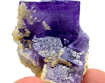 123 Karat einzigartiger natürlicher lila kubischer FLUORIT mit CALCITE Specimen @PAKISTAN Fluorit für Sammler / niedliches Fluorit Specimen