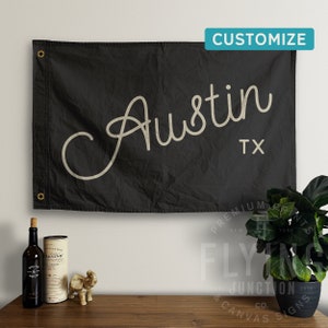 Custom Hand Painted Cotton Canvas Flag with Script Lettering - Vintage Look | Wall Tapestry | Home Decor | Banner
