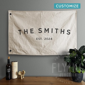 Custom Hand Painted Cotton Canvas Flag - Vintage Look | Wall Tapestry | Home Decor | Banner