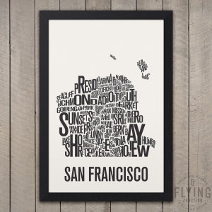 SAN FRANCISCO Neighborhood Typography City Map Print