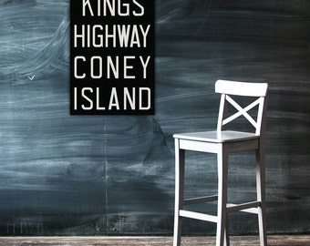 CONEY ISLAND New York City Vintage Look Subway Sign. Bus Scroll. Canvas 20 x 30 Rollsign Print