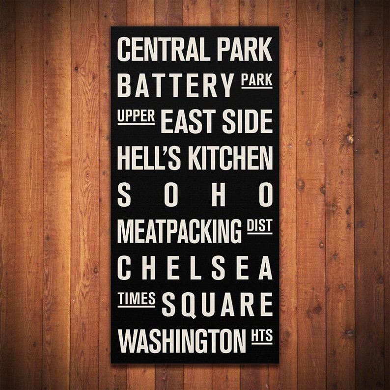 PERSONALIZED Subway Sign. Bus Scroll. Destination List Canvas 24 x 48 image 2