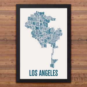 Los Angeles Neighborhood Typography City Map Print Oxford Blue