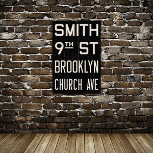 BROOKLYN New York City Distressed Subway Sign. Bus Scroll. Canvas 20 x 30 Rollsign Print image 3