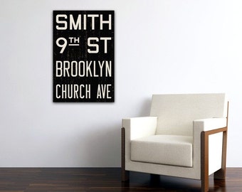 BROOKLYN New York City Distressed Subway Sign. Bus Scroll. Canvas 20 x 30 Rollsign Print