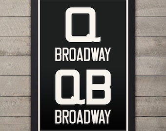 BROADWAY (Queens / Manhattan / Brooklyn) New York City Subway Sign. Bus Scroll. 12 x 18 Rollsign Print