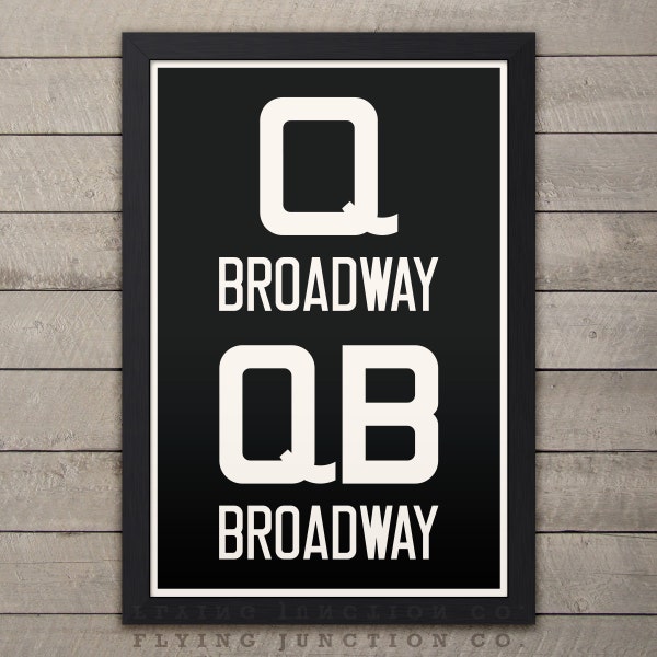 BROADWAY (Queens / Manhattan / Brooklyn) New York City Subway Sign. Bus Scroll. 12 x 18 Rollsign Print