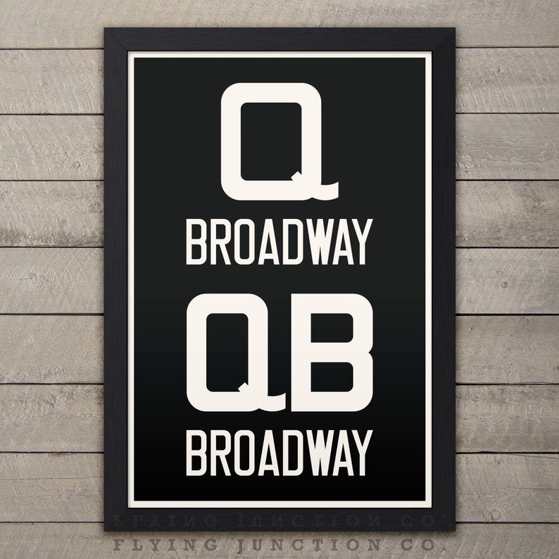 BROADWAY Queens / Manhattan / Brooklyn New York City U-Bahn-Schild. Bus Scroll. 12 x 18 Rollsign Druck Bild 1