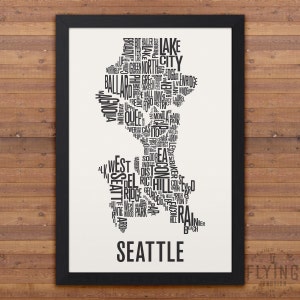 SEATTLE Neighborhood Typography City Map Print