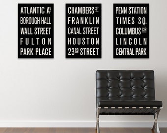 NEW YORK CITY Subway Sign Prints. Bus Scrolls (Collection of 3)