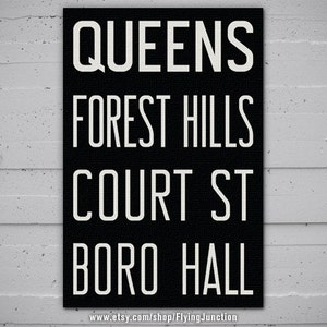 QUEENS New York City Vintage Look Subway Sign. Bus Scroll. Canvas 20 x 30 Rollsign Print image 3