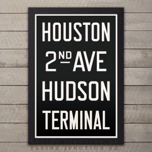 MANHATTAN HOUSTON New York City Subway Sign. Bus Scroll. 12 x 18 Rollsign Print image 1