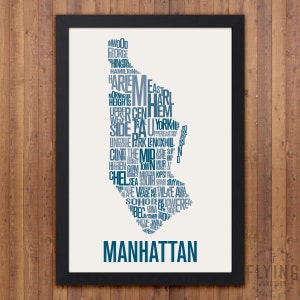 MANHATTAN New York City Typography Map Print Oxford Blue