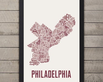 PHILADELPHIA Neighborhood Typography Map Print