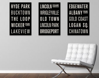 CHICAGO Subway Sign Prints. Bus Scrolls (Collection of 3)