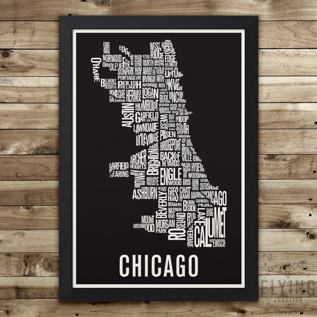 CHICAGO Neighborhood Map Print Chicago Wall Art Chicago - Etsy