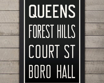 QUEENS (FOREST HILLS) New York City Subway Sign. Bus Scroll. 12 x 18 Rollsign Print