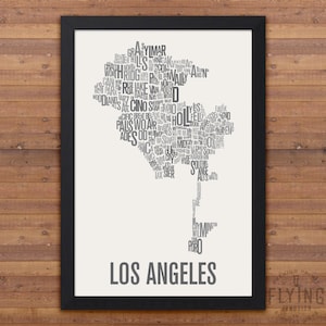 Los Angeles Neighborhood Typography City Map Print Medium Gray