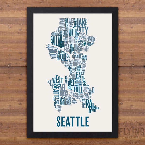 SEATTLE Neighborhood Typography City Map Print