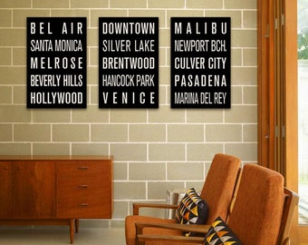 LOS ANGELES Subway Sign Prints. Bus Scrolls (Collection of 3)