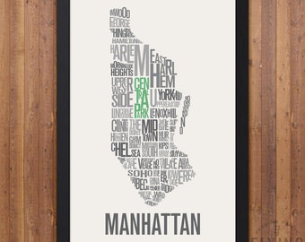 MANHATTAN New York City Typography Map Print