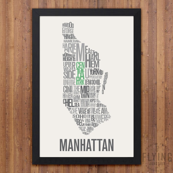MANHATTAN New York City Typography Map Print