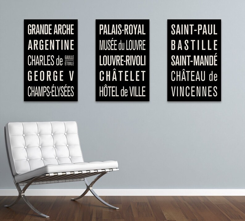 PARIS METRO Subway Sign Prints. Bus Scrolls Collection of 3 image 1