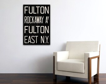 BROOKLYN New York City Distressed Subway Sign. Bus Scroll. Canvas 20 x 30 Rollsign Print