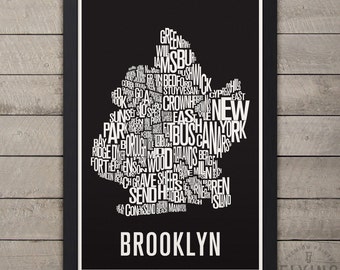 BROOKLYN New York Neighborhood Typography City Map Print